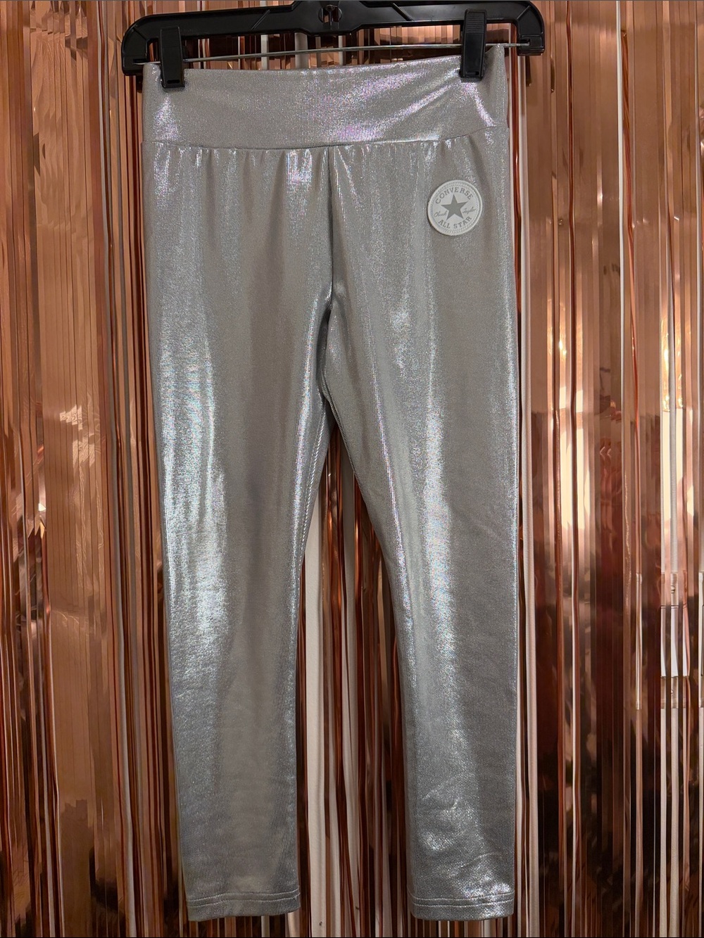 Converse Kids Silver Metallic Leggings NWOT Youth 10/12